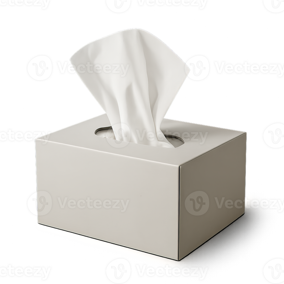 Realistic 3D Tissue Box with Soft White Tissue Peeking Out png
