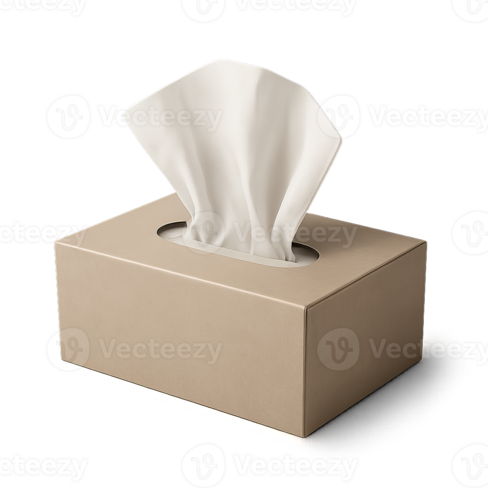 Realistic 3D Tissue Box Design with Soft White Tissues Inside png