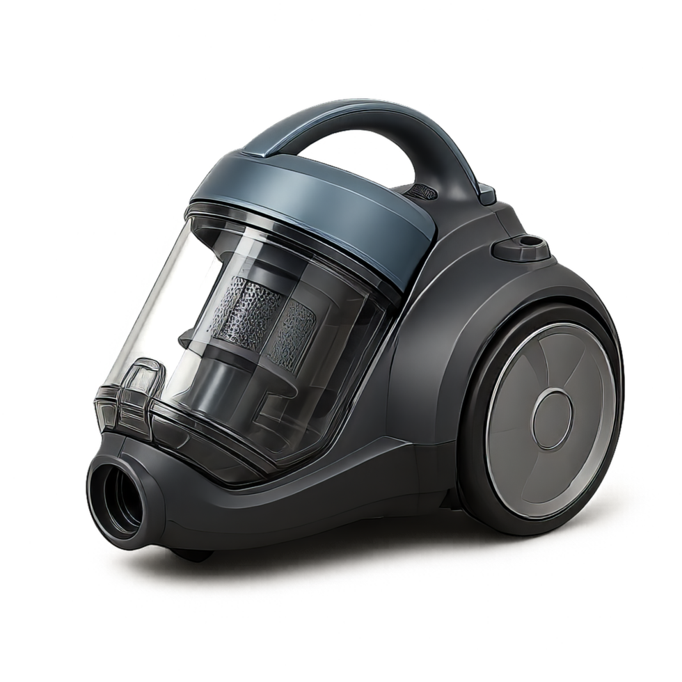 Transparent 3D Vacuum Cleaner with Simple Design and Ergonomic Handle png