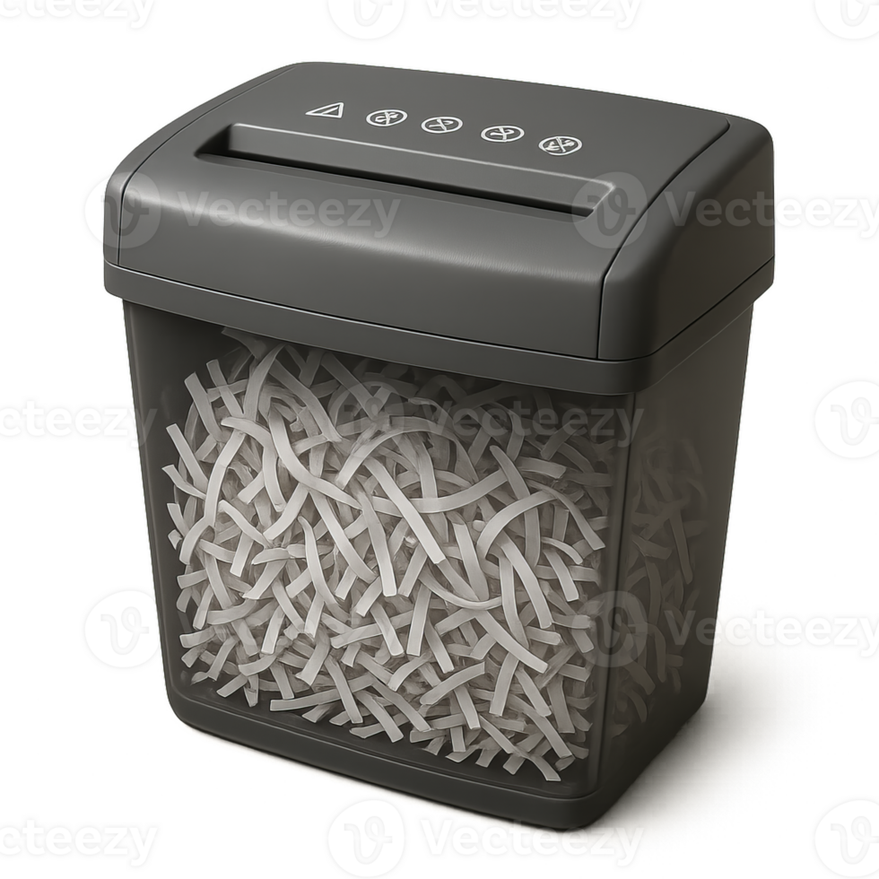 Simple 3D Paper Shredder Model with Shredded Paper Inside Container png