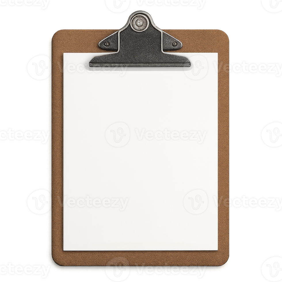 Simple 3D Clipboard Design with Blank Space for Notes and Ideas png