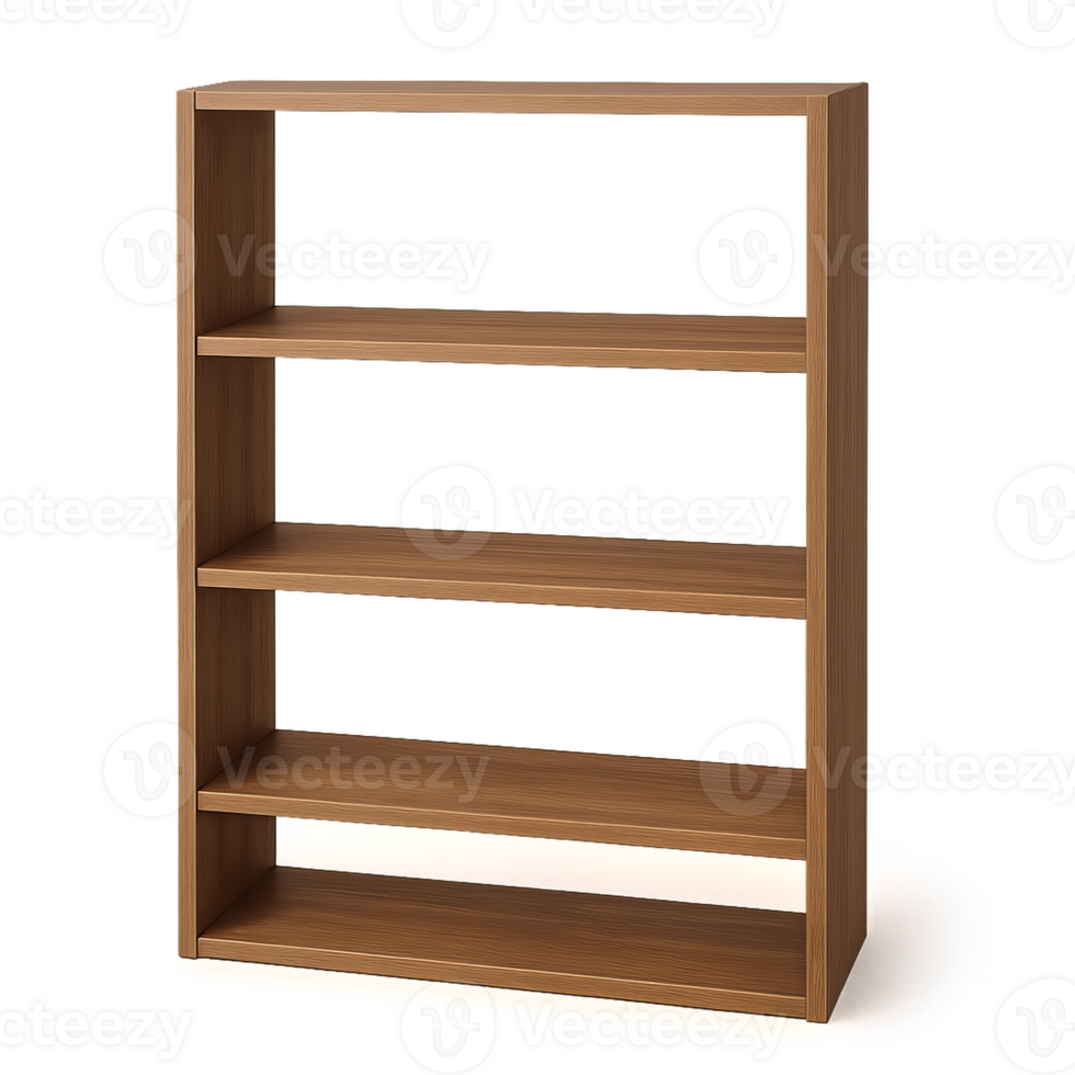 Simple 3D Wooden Bookshelf Design for Modern Home Decor png