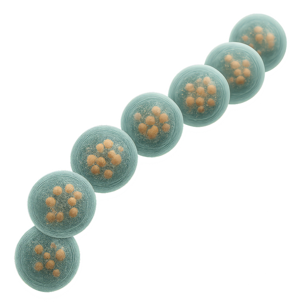 3D Rendering of Streptococcus Chain Bacteria Model for Educational Use png