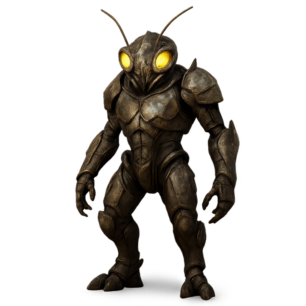 Alien Insectoid Creature with Exoskeleton and Unique Features png