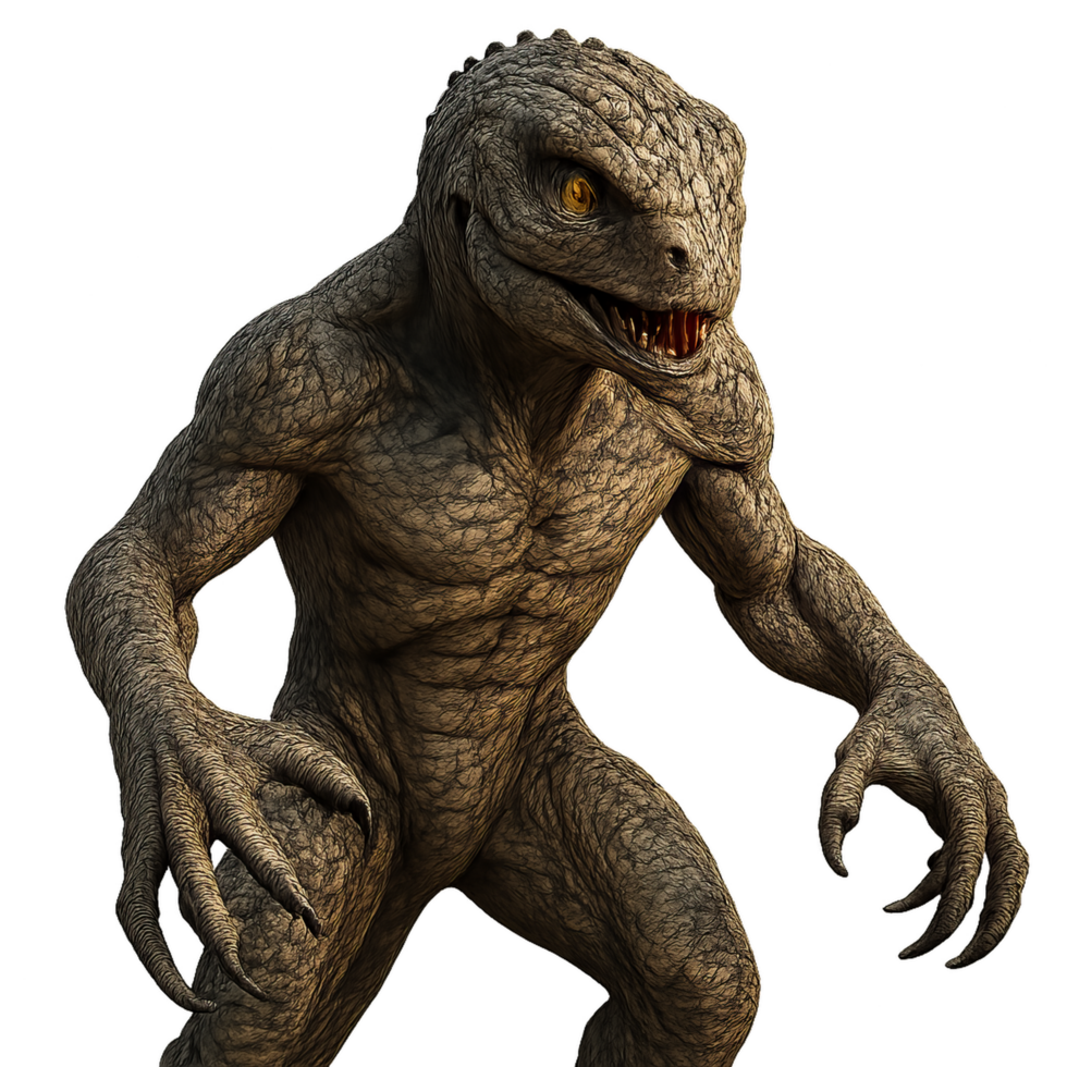 Fierce Alien Creature Standing in a Menacing Pose in Darkness png