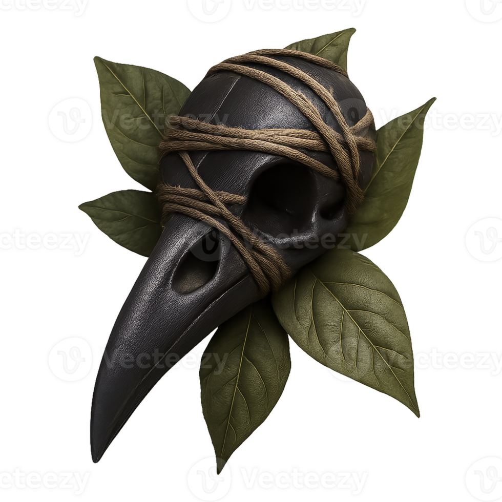 Crow Skull Talisman with Leaves and Twine for Mystical Decor png