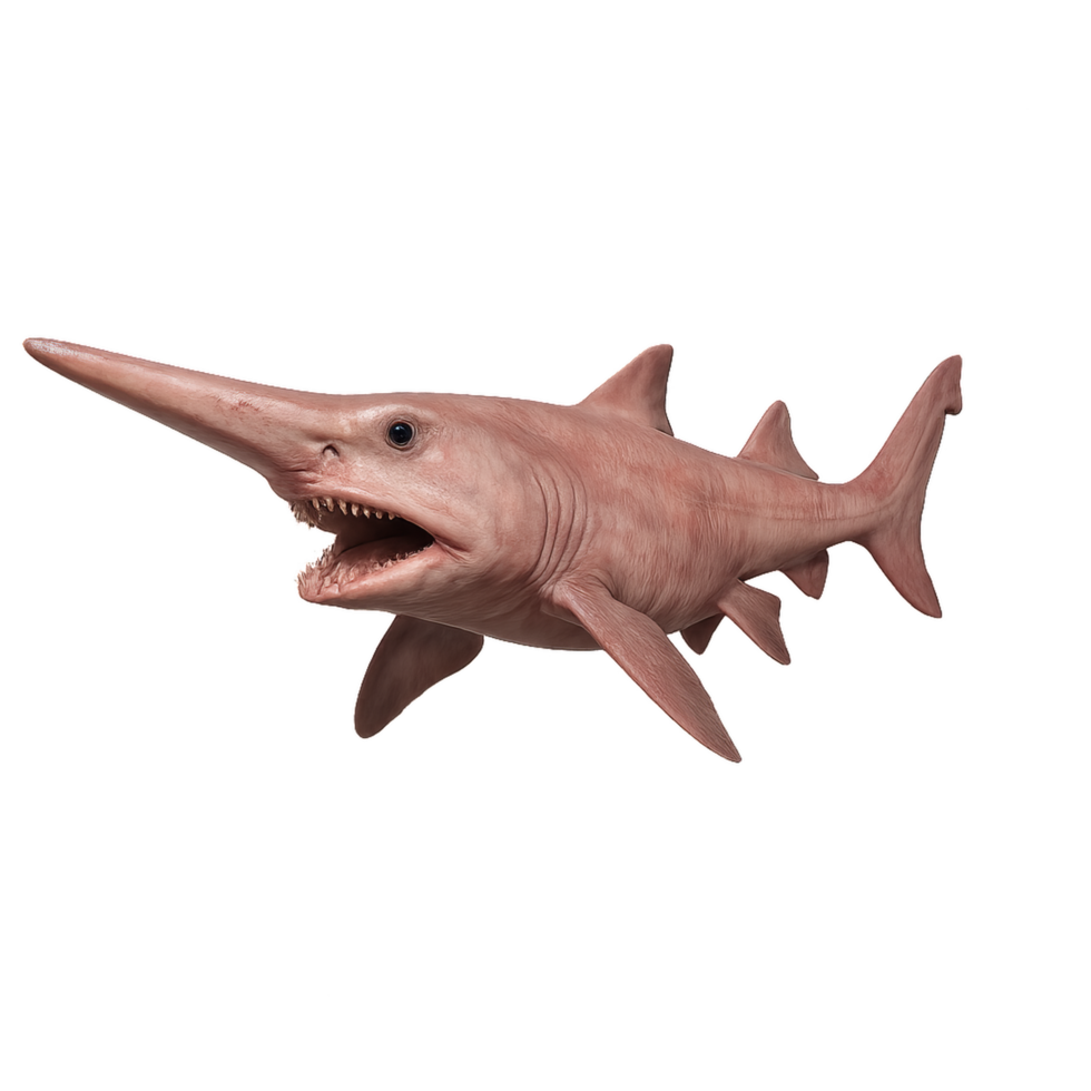 Realistic Goblin Shark Illustration with Detailed Features and Texture png