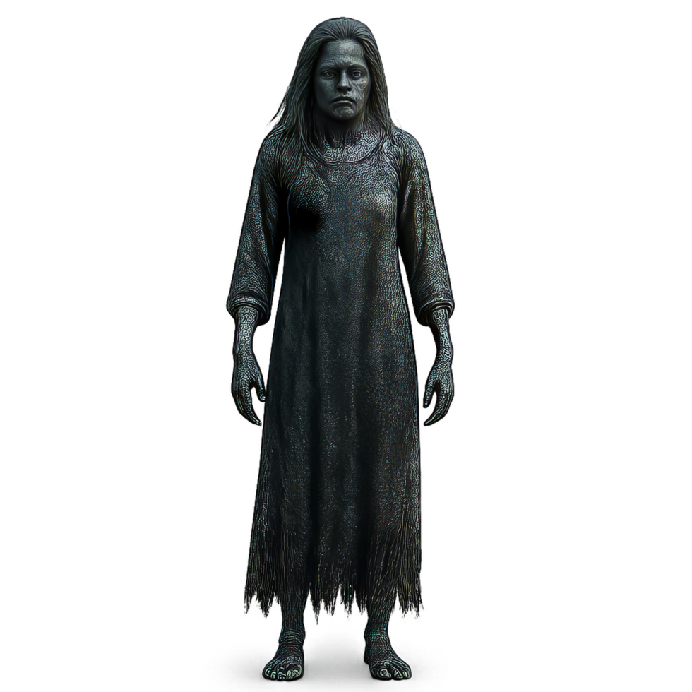 Mysterious Ghost Figure Emerging from Water in 3D Style png