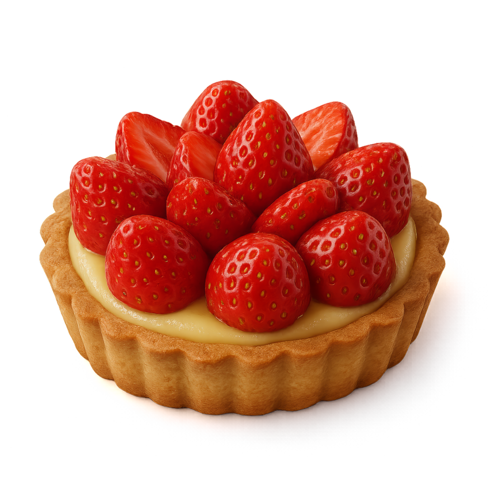 Fresh Strawberry Tart with Creamy Filling and Golden Crust Delight png