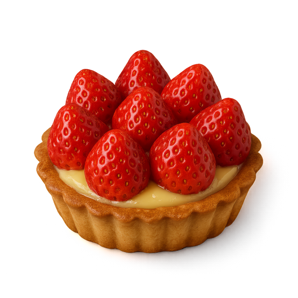 Delicious Fresh Strawberry Tart on a Wooden Surface png