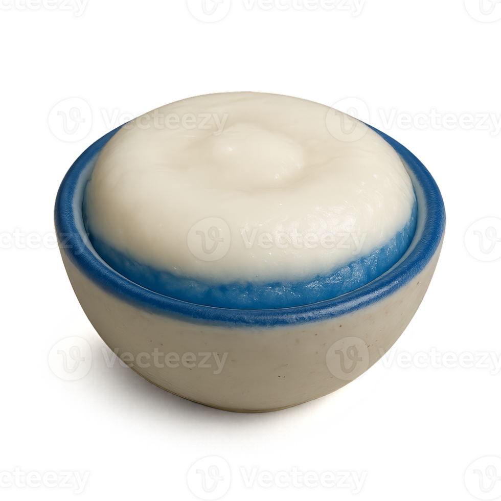 3D Coconut Pudding Dessert in a Traditional Bowl with Blue Layer png