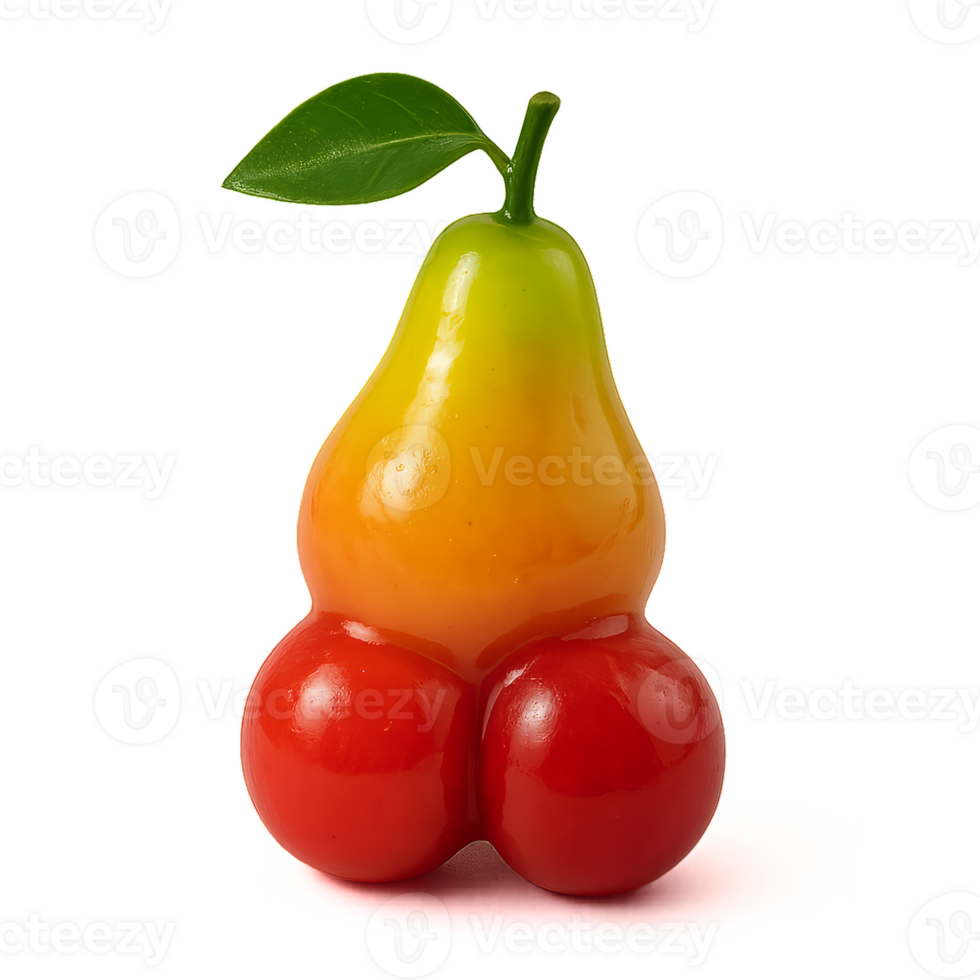Colorful Mini Fruit Treats with Smooth Texture and Leaf Accent png