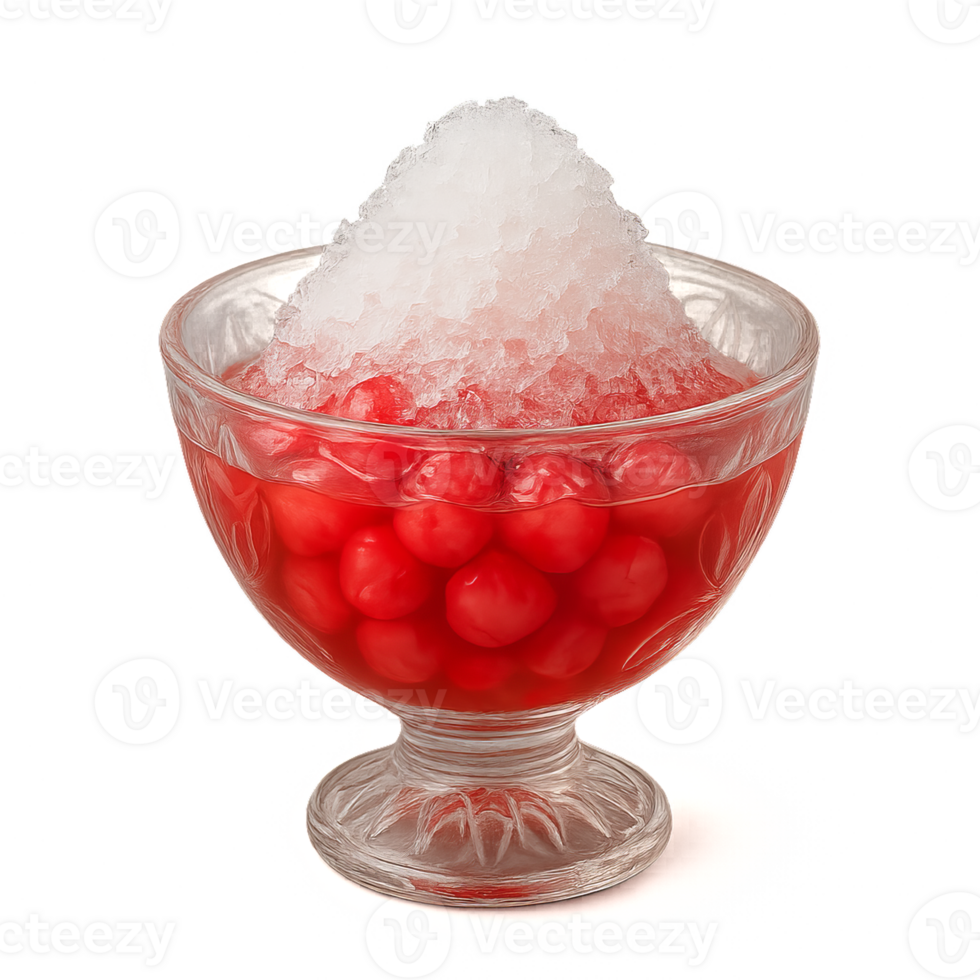 Refreshing Dessert with Watermelon Balls and Ice Shavings png