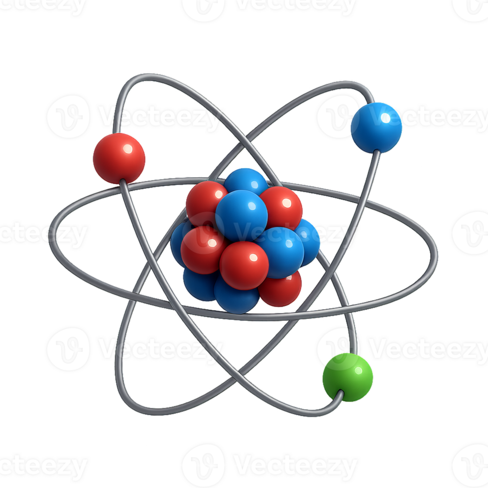 Colorful Atom Model Representation for Educational Purposes png