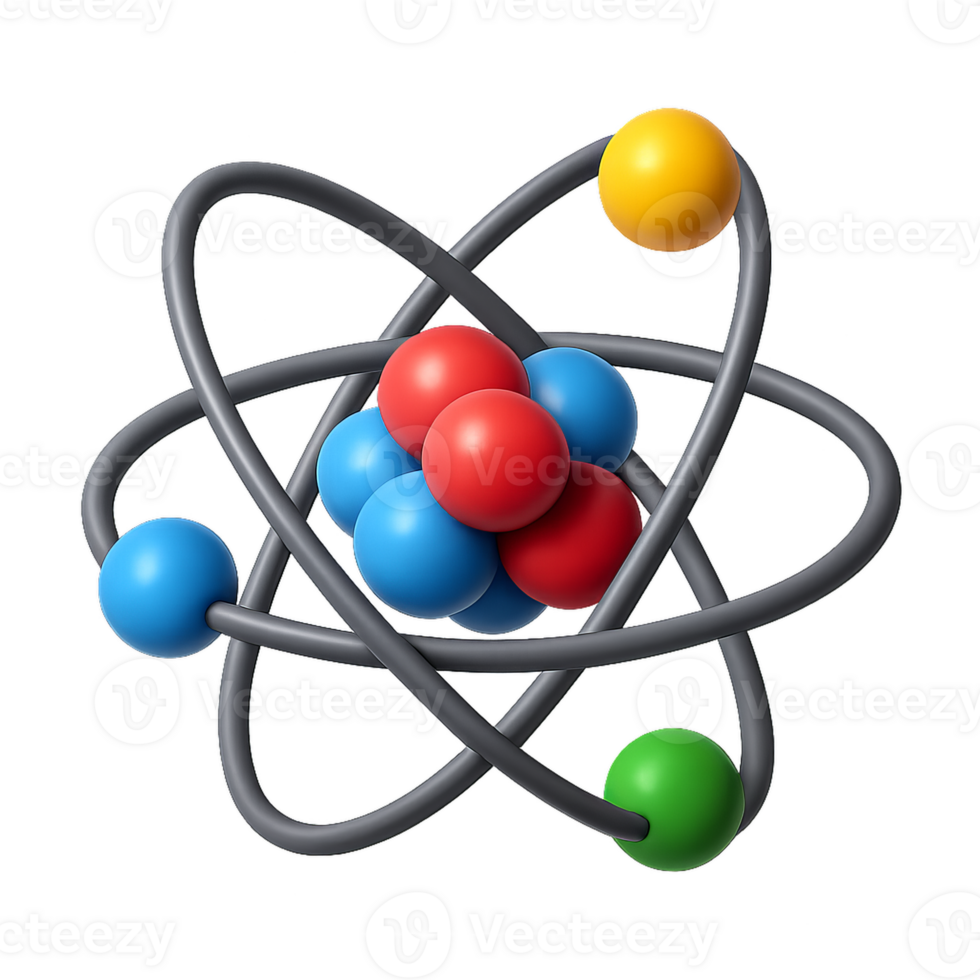 Colorful Atom Model in Simple Design for Educational Purpose png
