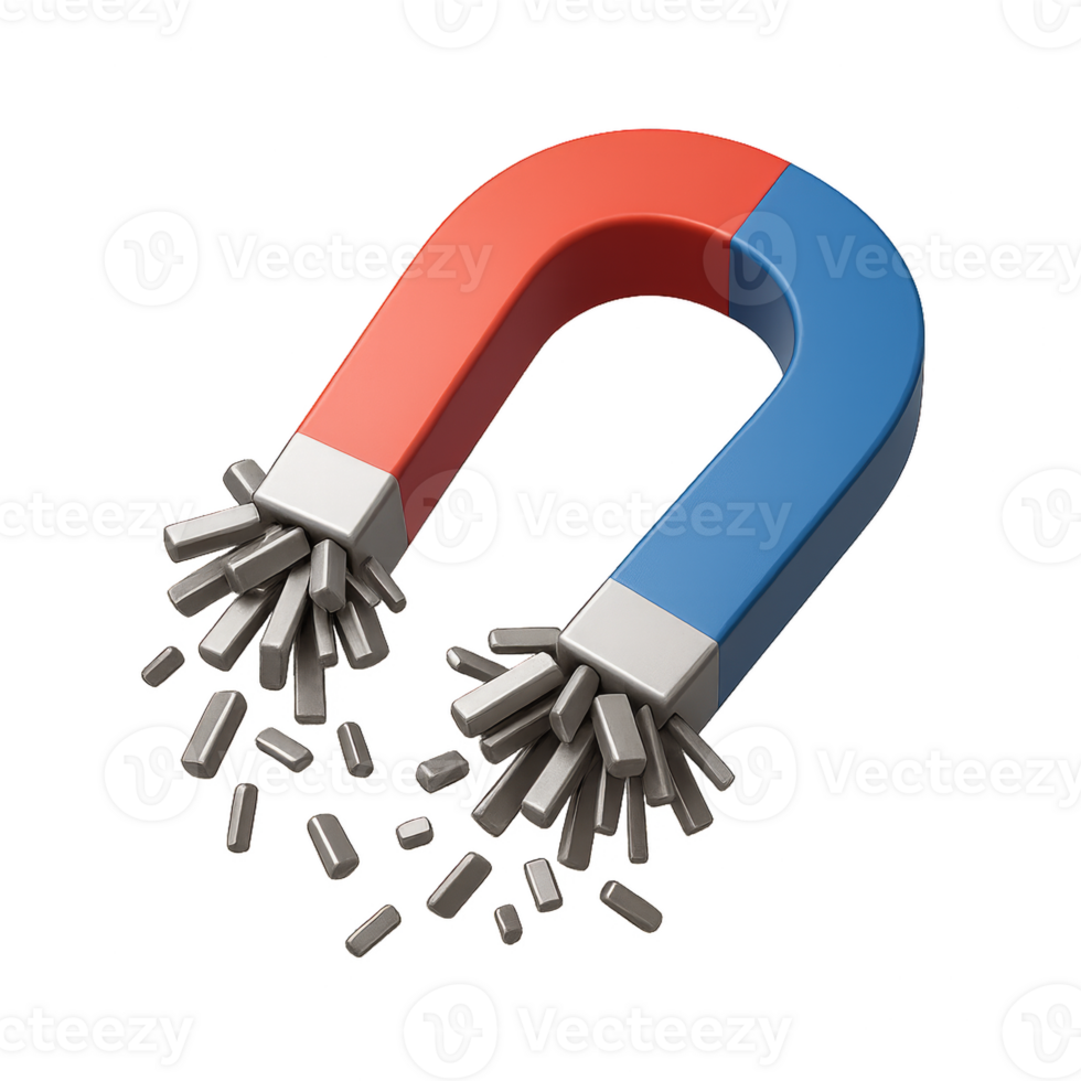 3D Rendering of Magnet Illustrating Attraction and Simplicity png