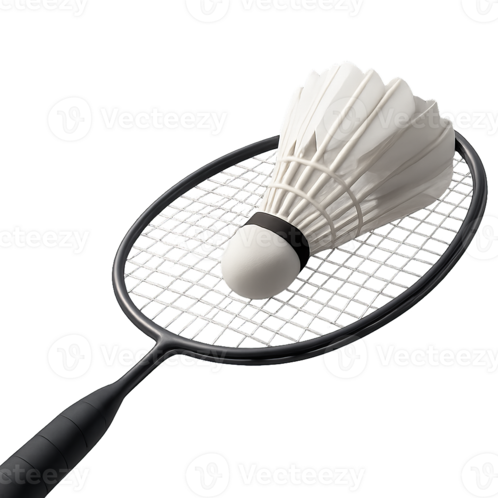 3D Badminton Racket and Shuttlecock Design for Sports Illustration png