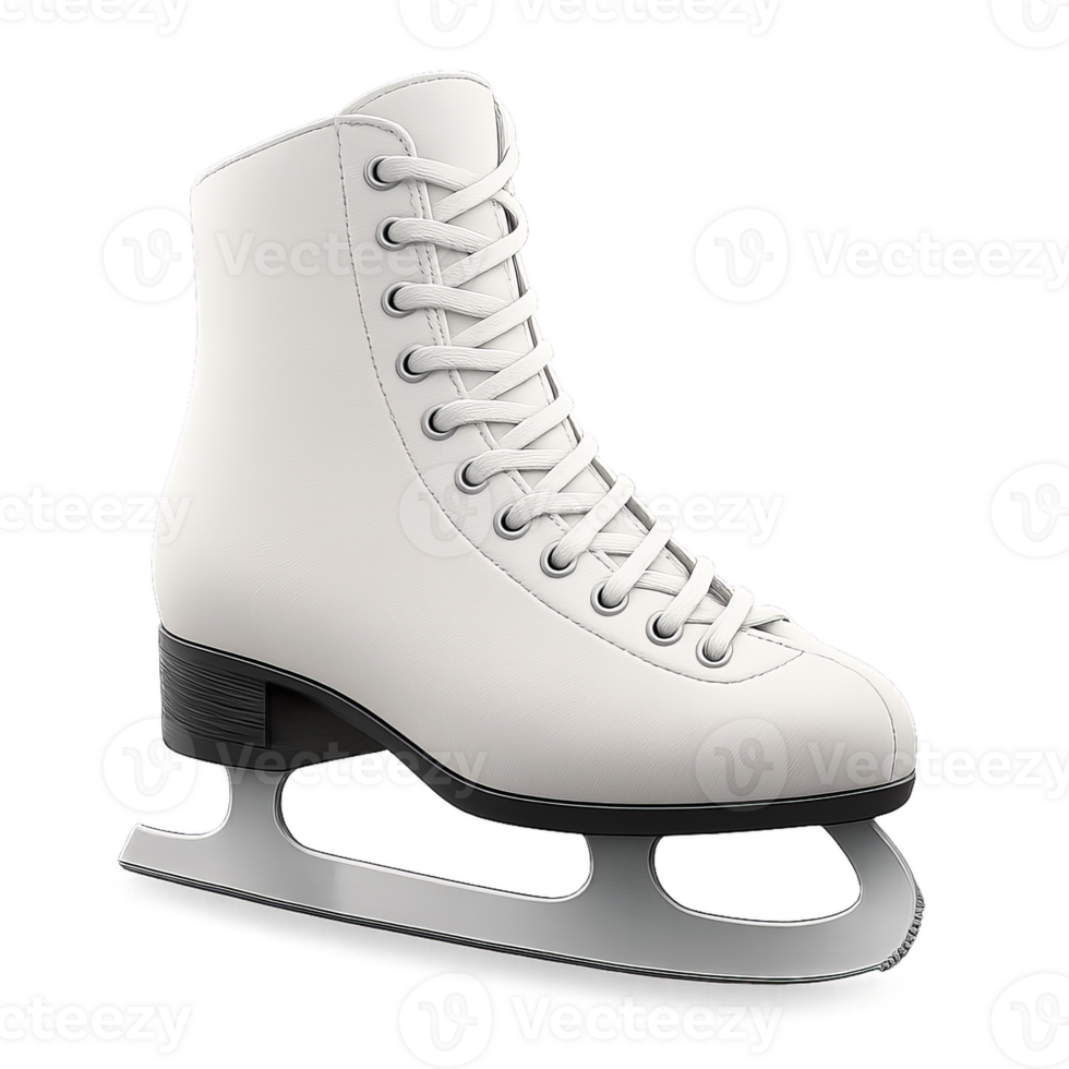 Realistic White Ice Skate Boot with Lace Detailing on Isolated Background png