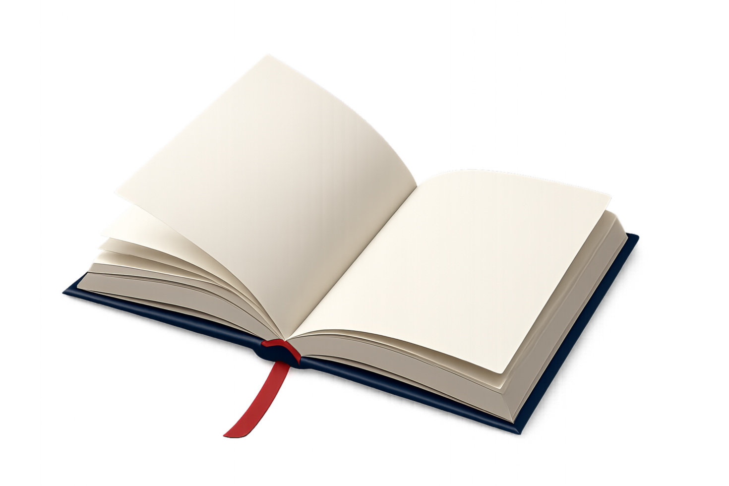 Simple 3D Book Illustration with Bookmark and Blank Pages png