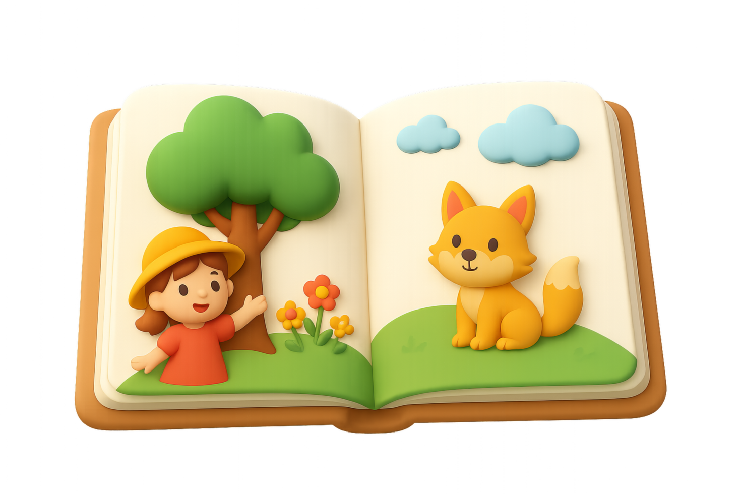 3D Storybook Art with Character and Nature in Playful Scene png