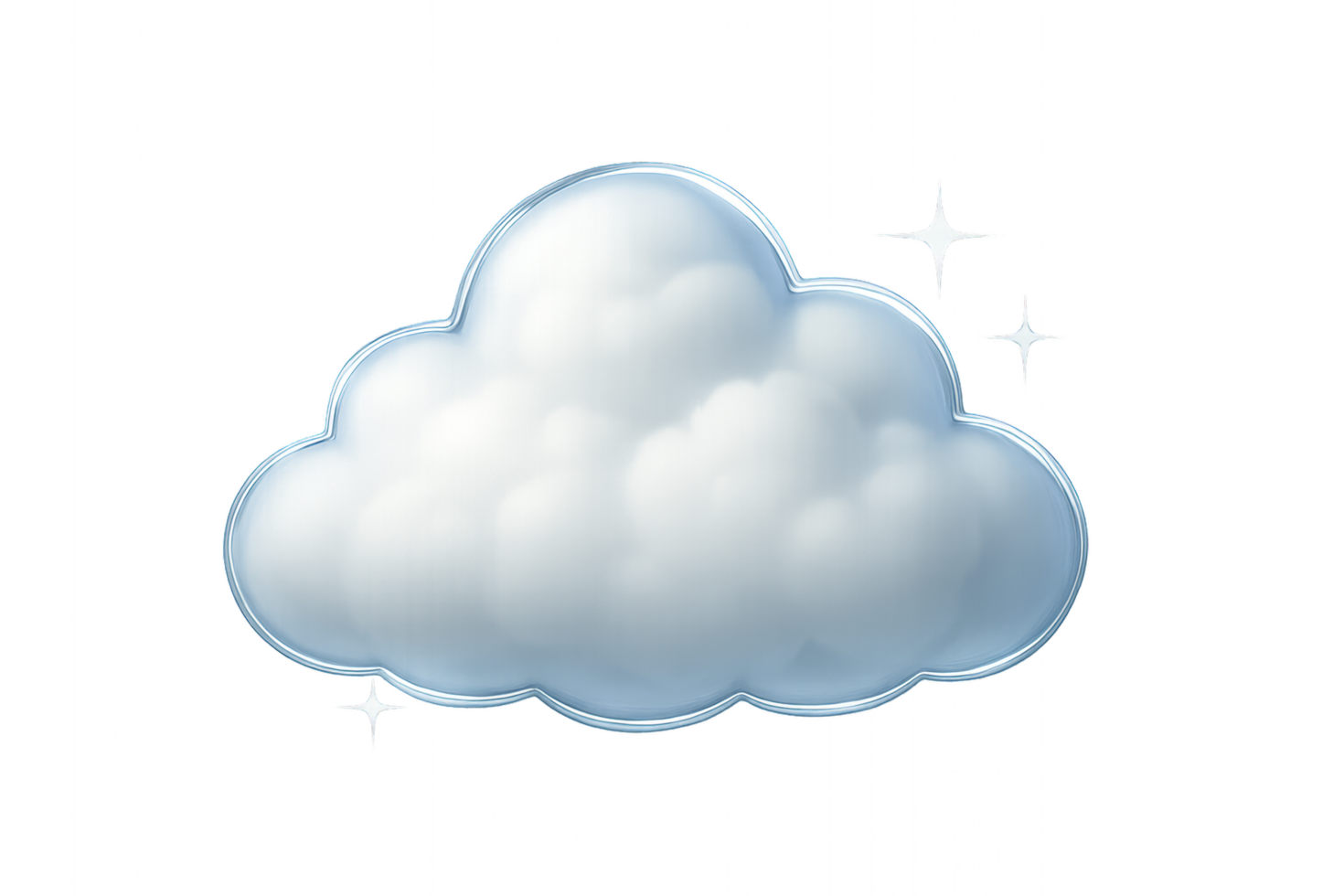 Glowing Silver Cloud with Radiant Highlights in a Simple Style png
