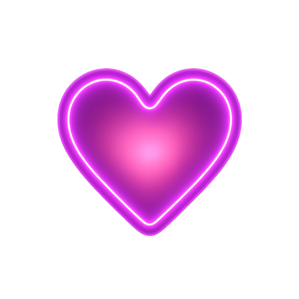 Pink Neon Heart with Glowing Effect for Creative Designs png