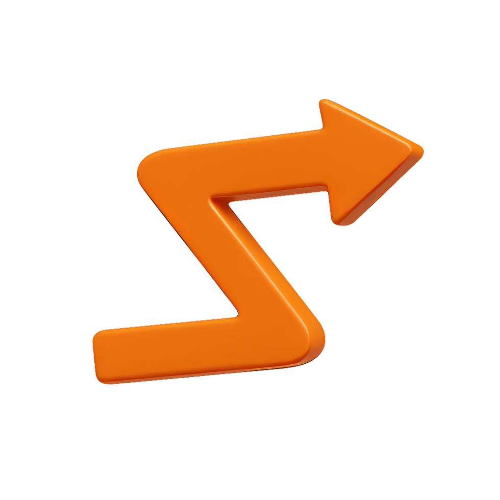 3D Orange Arrow Illustrating Simple Directional Movement Concept png