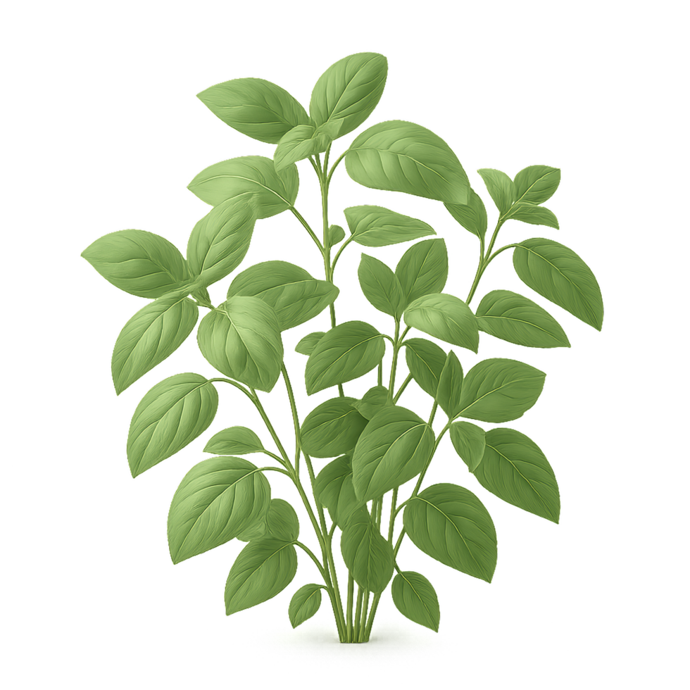 3D Render of Lush Herbal Plant with Green Leaves in Natural Setting png