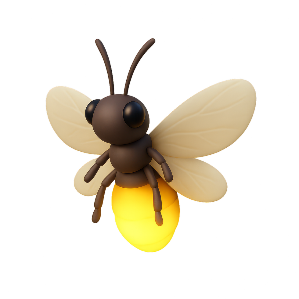 3D Glowing Firefly Design with Simple Aesthetic and Bright Light png