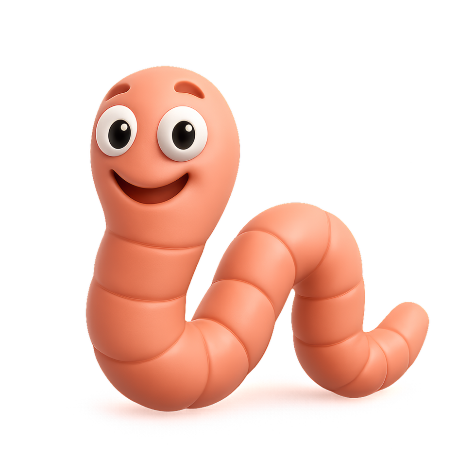 Cartoon Smiling Worm Character with Cute Features and Friendly Appearance png