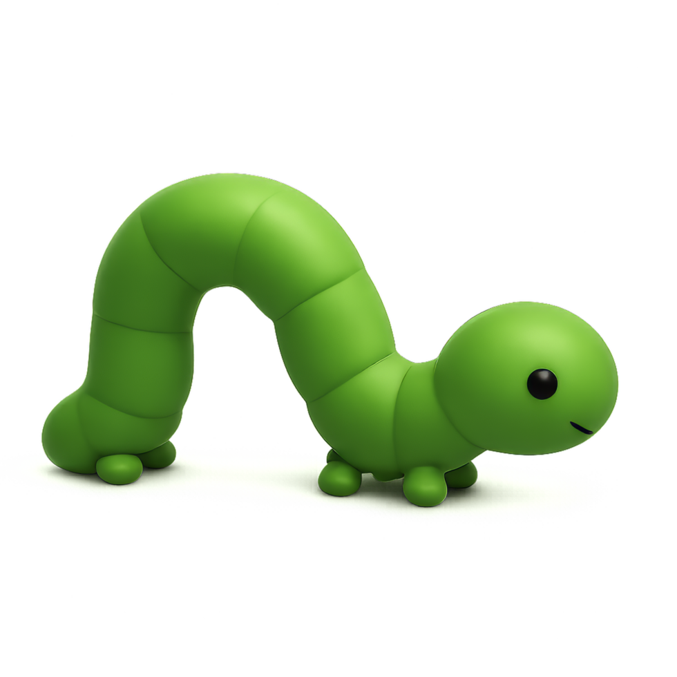 3D Inchworm Toy Character for Playful and Creative Imaginations png