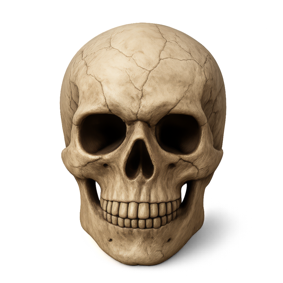 Cracked 3D Skull Decoration for Artistic Display and Creative Projects png