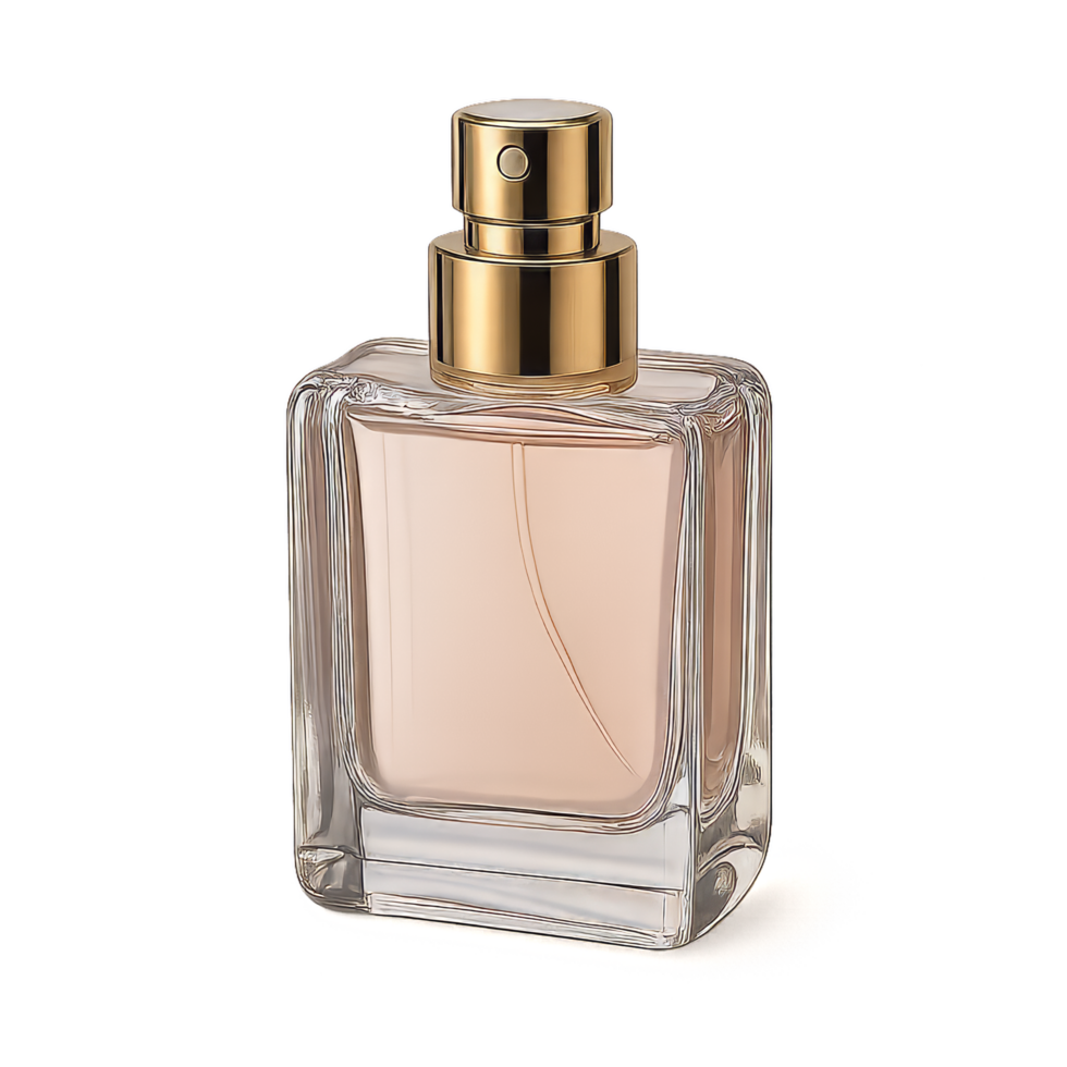 Elegant Simple Perfume Bottle with Gold Cap Design png