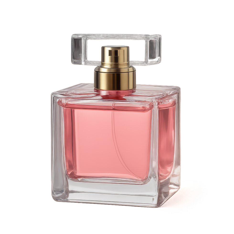 Elegant Pink Perfume Bottle with Chic Design and Simple Style png