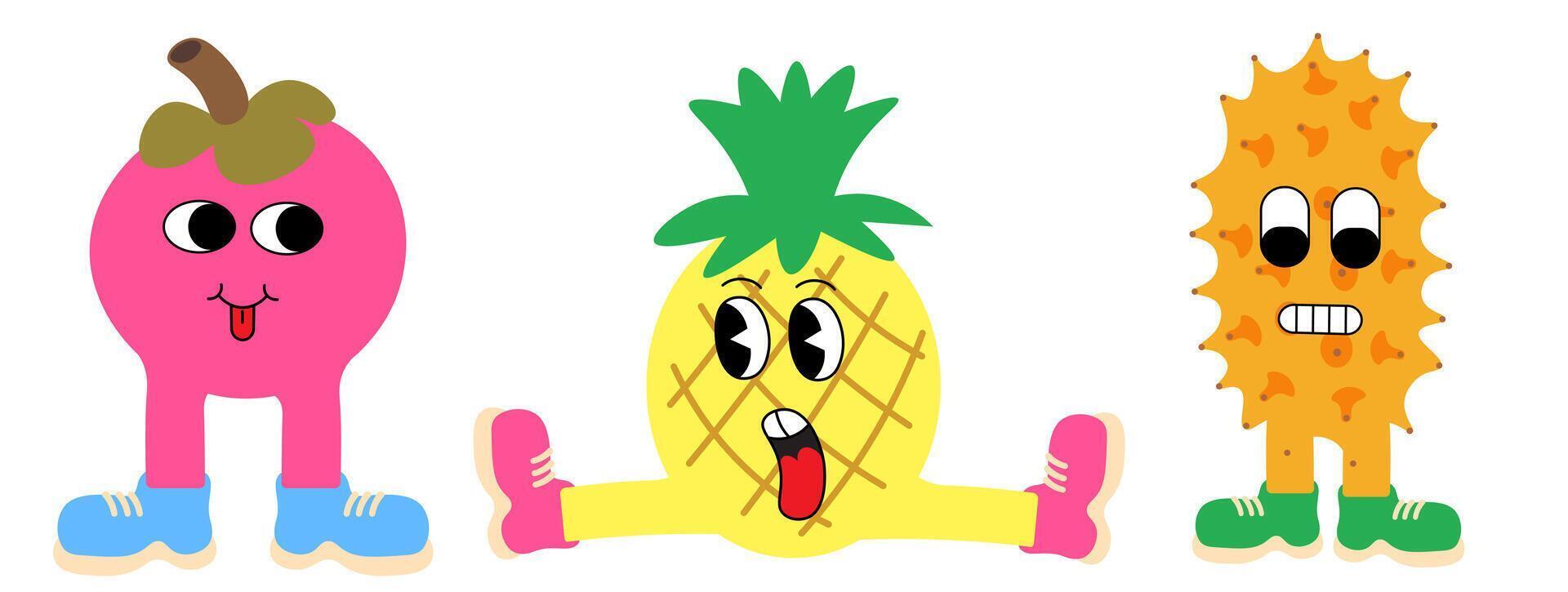 set of fruits characters vector