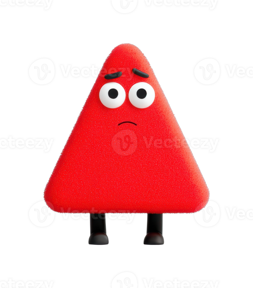 Animated triangle character with facial expression and small eyes png