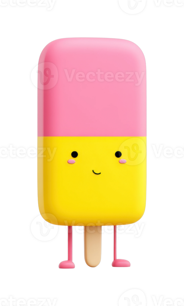 Cute ice cream character with happy face and small legs png