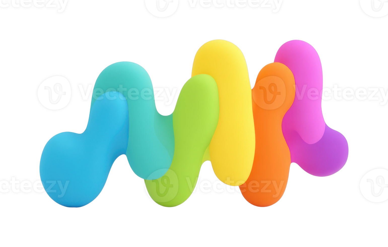 Colorful abstract 3d shapes in a fluid wave formation png
