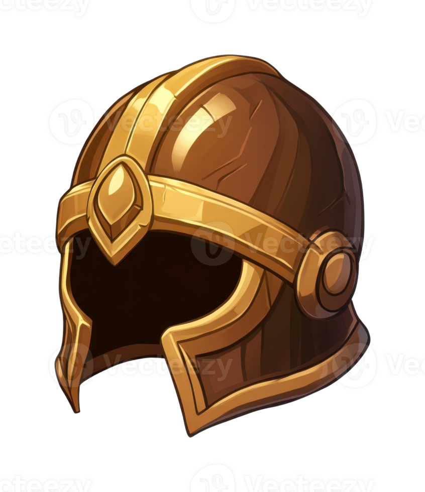 Golden medieval helmet with intricate design png