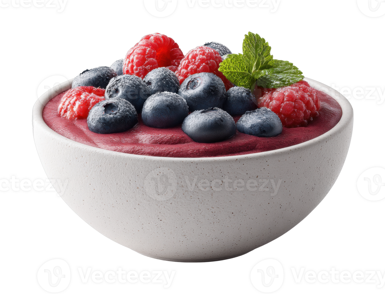 Delicious berry smoothie bowl with fresh blueberries and raspberries png