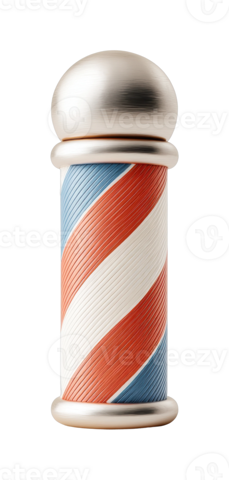 Classic barber pole with red white and blue stripes png
