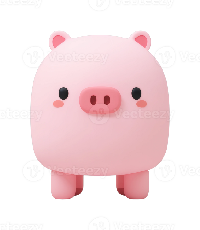 Cute pink pig figurine with cartoon features and blush cheeks png