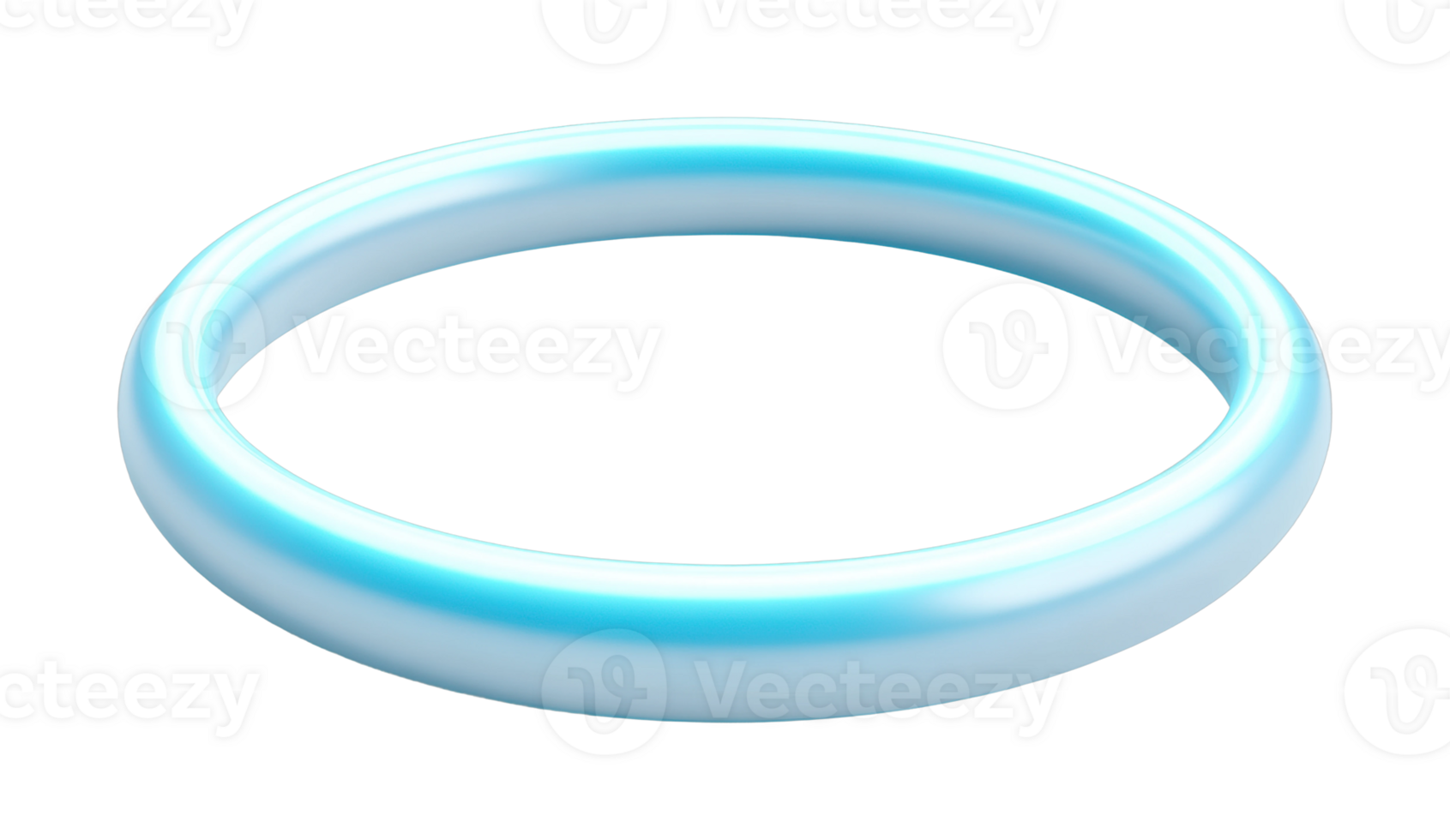 Luminous blue neon circle ring glowing in floating rotational display png