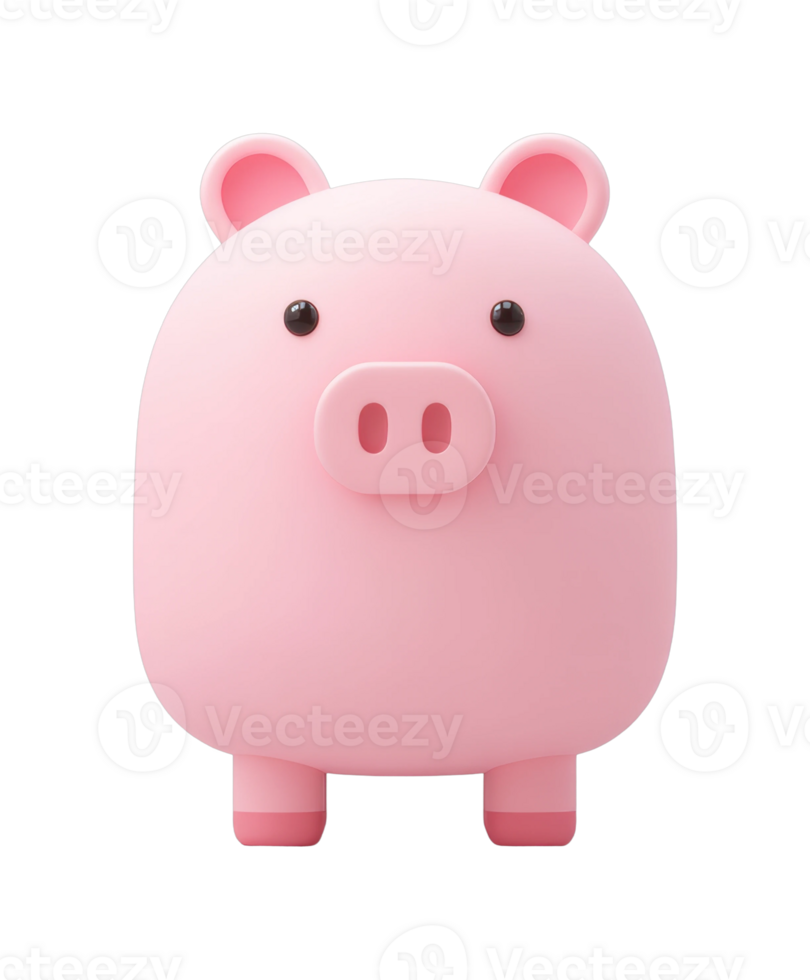 Cute pink cartoon pig with round ears and tiny legs png