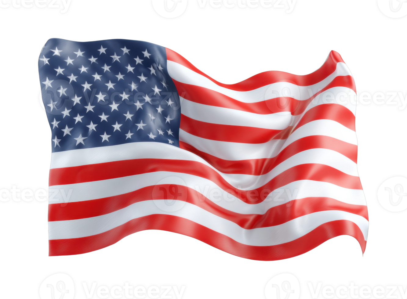 Waving united states flag with stars and stripes png