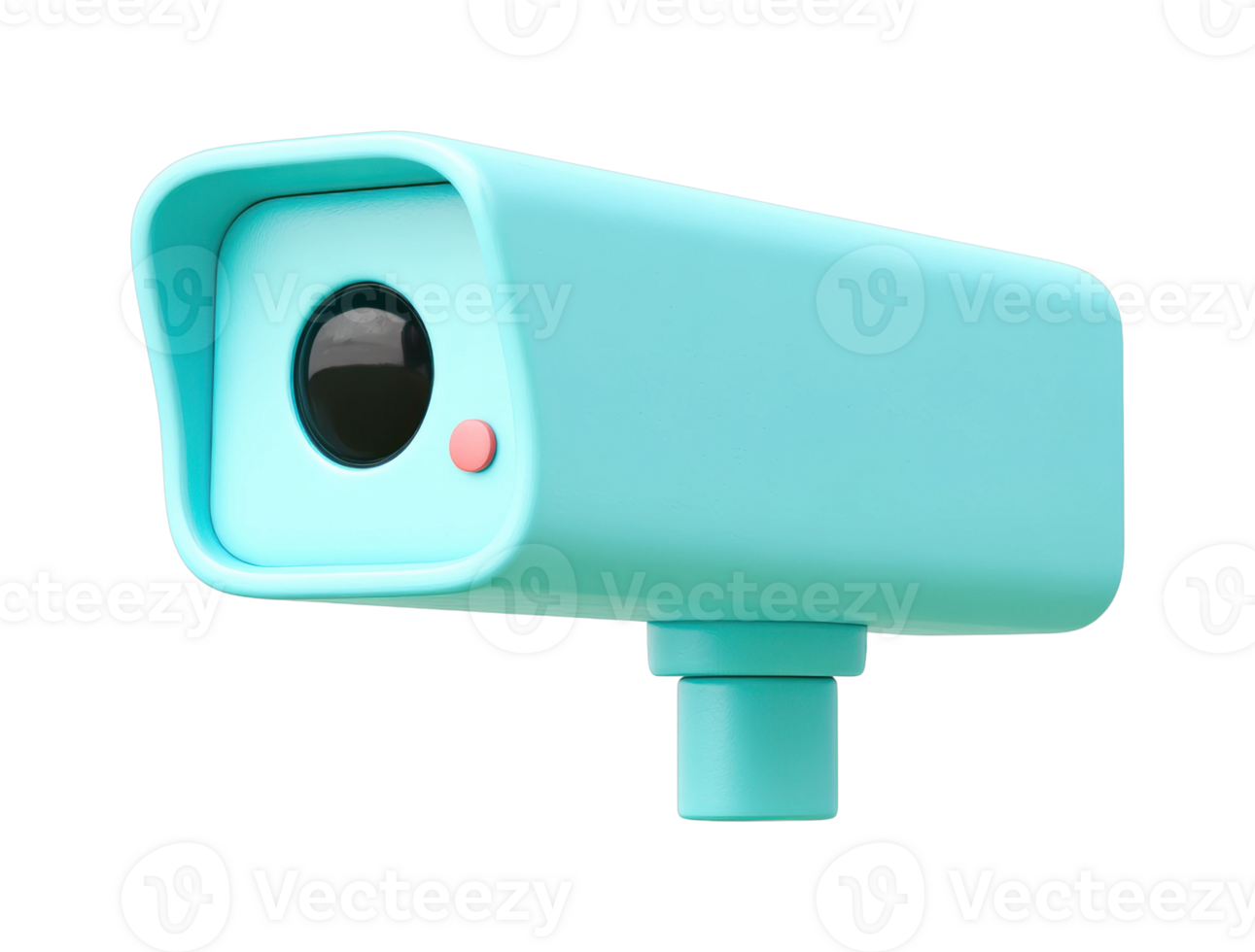 Modern minimalist security camera with blue housing and lens png