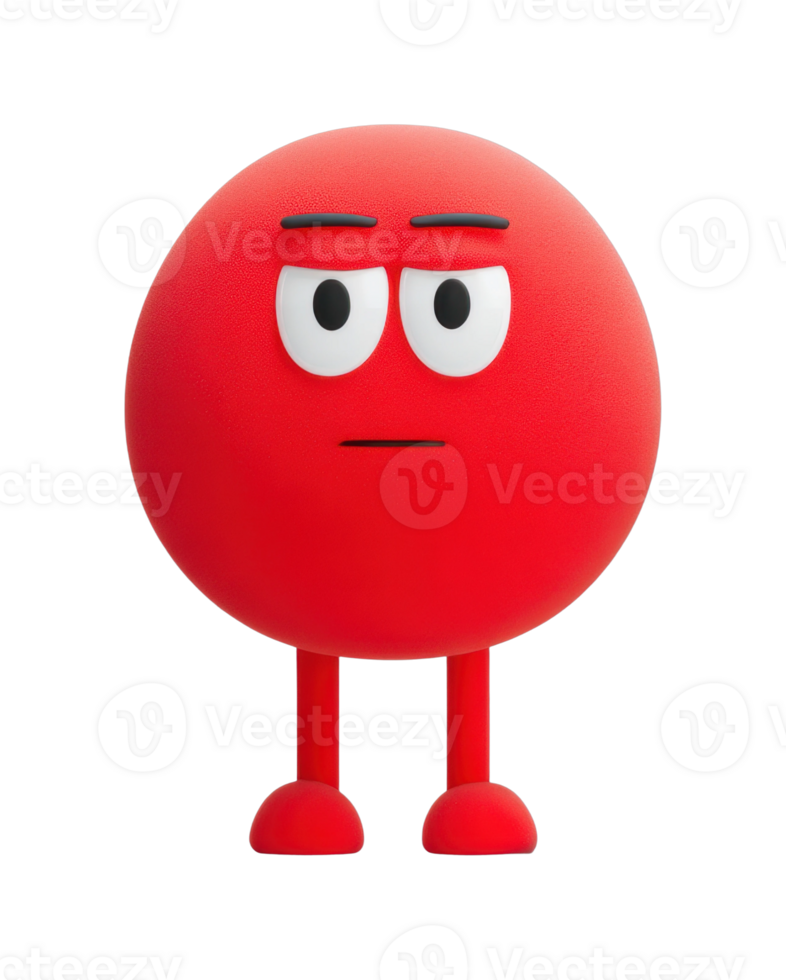 Red round character with facial expression and short legs png