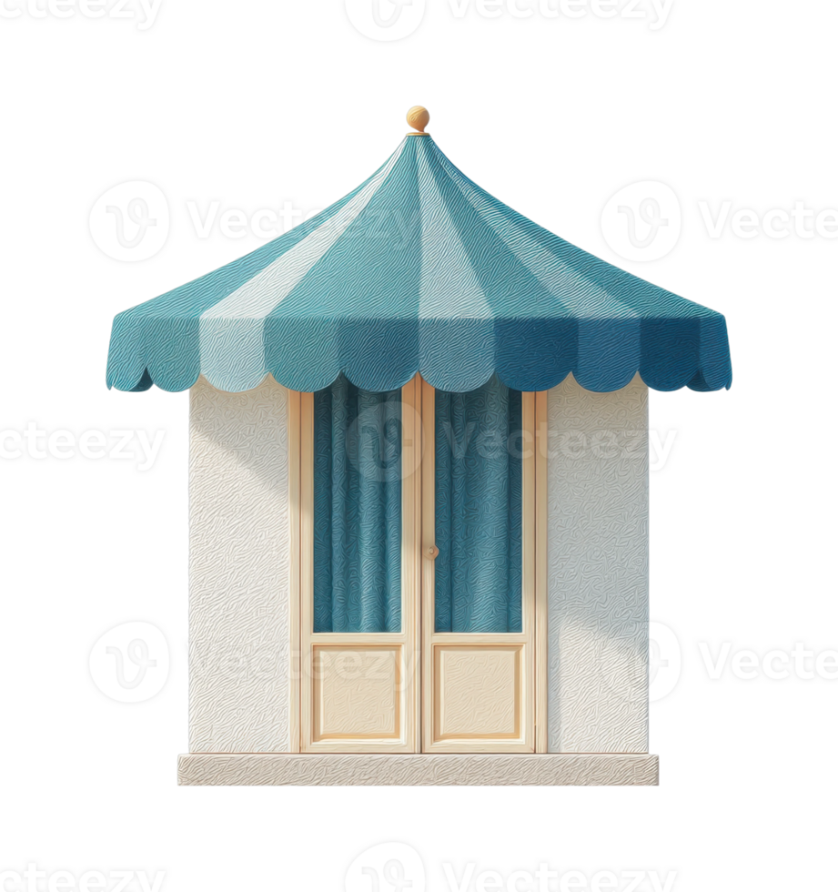 Elegant blue canopy over double doors with textured wall design png