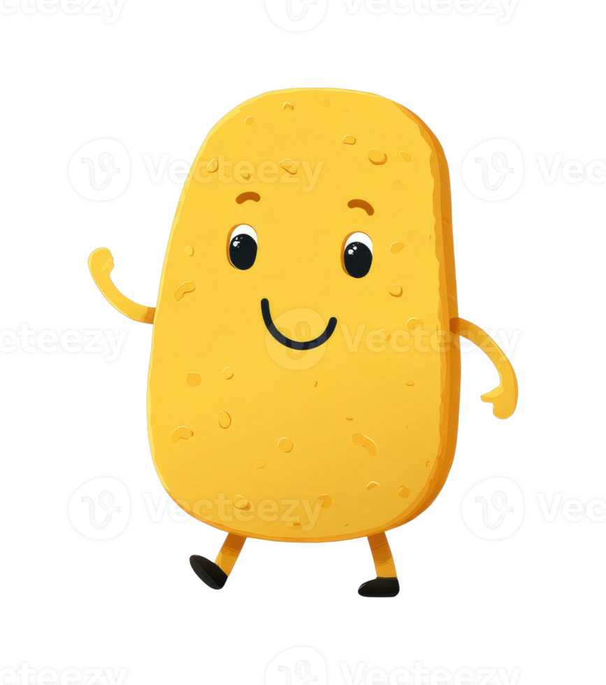 Cute happy potato character with smiling face and cheerful expression png