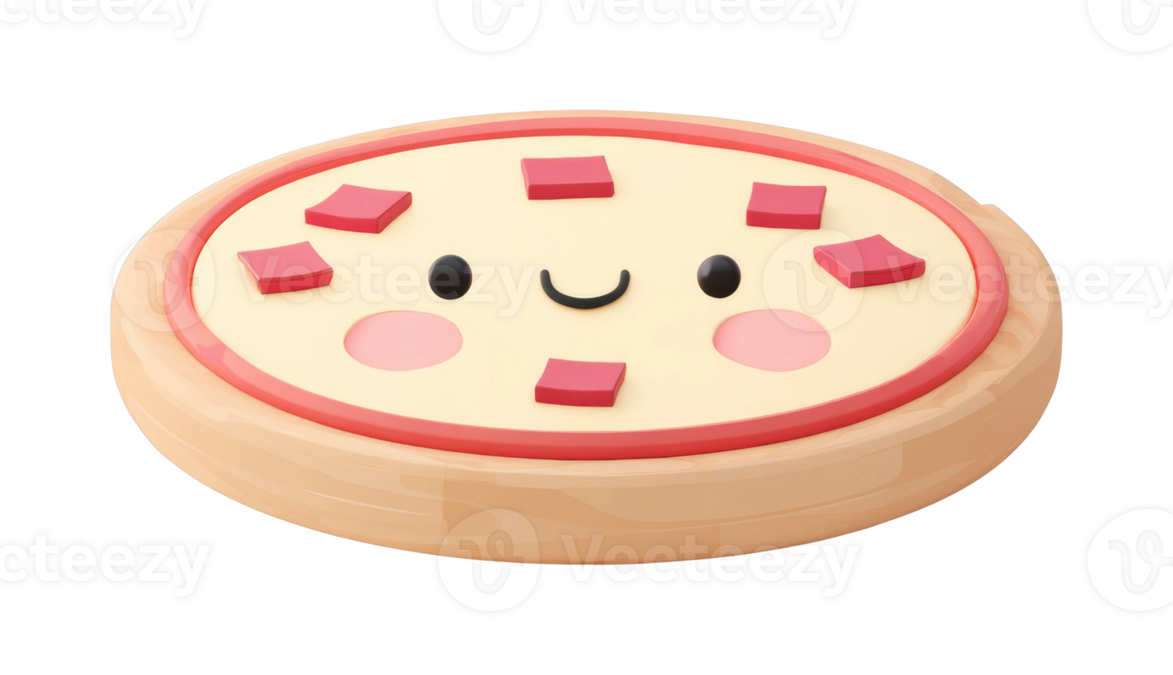 Cute smiling cartoon pizza with cheese and pepperoni toppings png